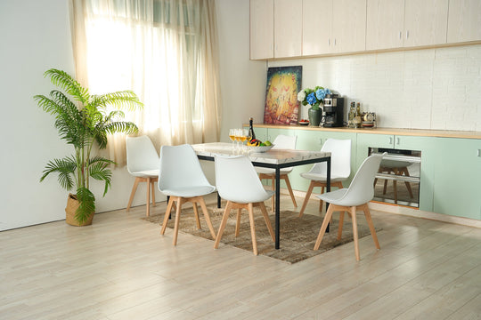 HomyCasa Set of 6 Ergonomic Backrest Upholstered Dining Chair FRANKFURT - HomyCasa