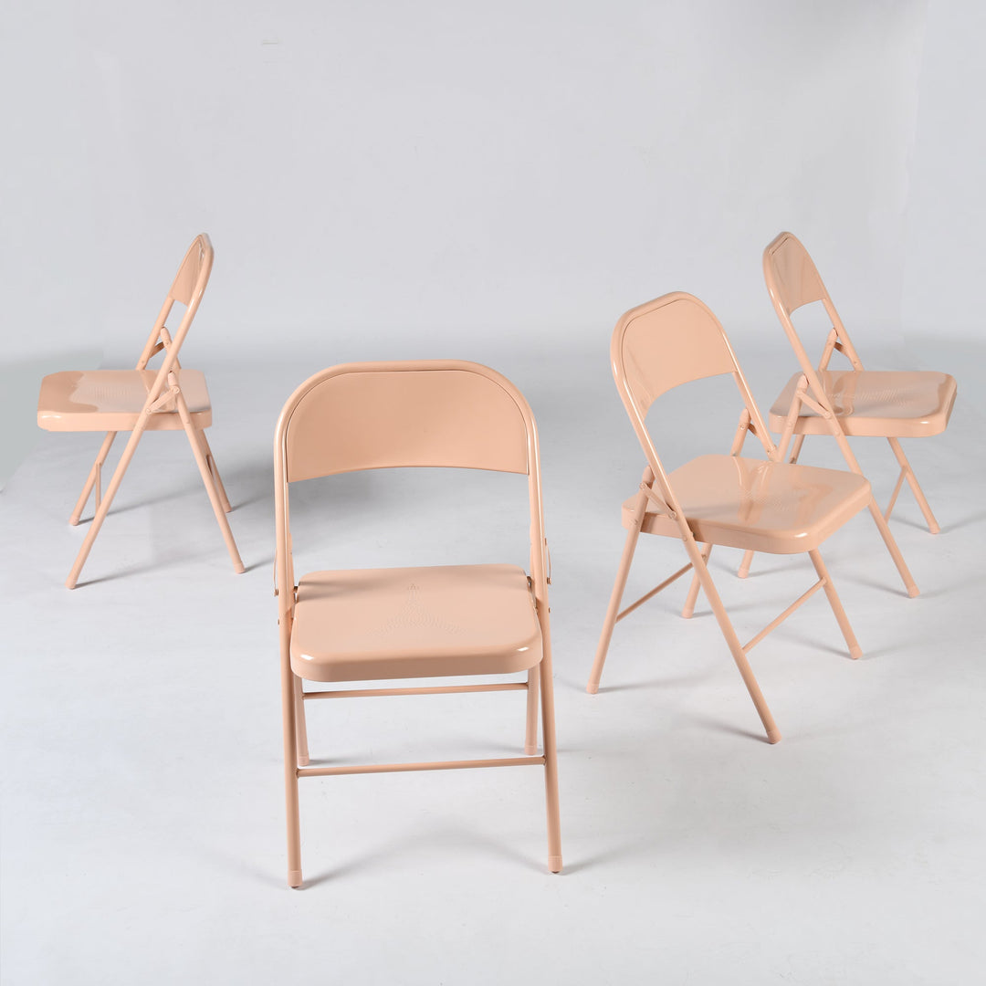 frida folding chair set of 4 - morandi paint color - full metal frame modern style