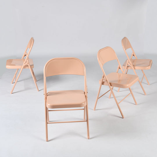 frida folding chair set of 4 - morandi paint color - full metal frame modern style