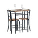 walnut breakfast set with 1 table and 2 chairs-open storage space for wine or accessories-wooden top and seat