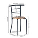 walnut breakfast set with 1 table and 2 chairs-open storage space for wine or accessories-wooden top and seat