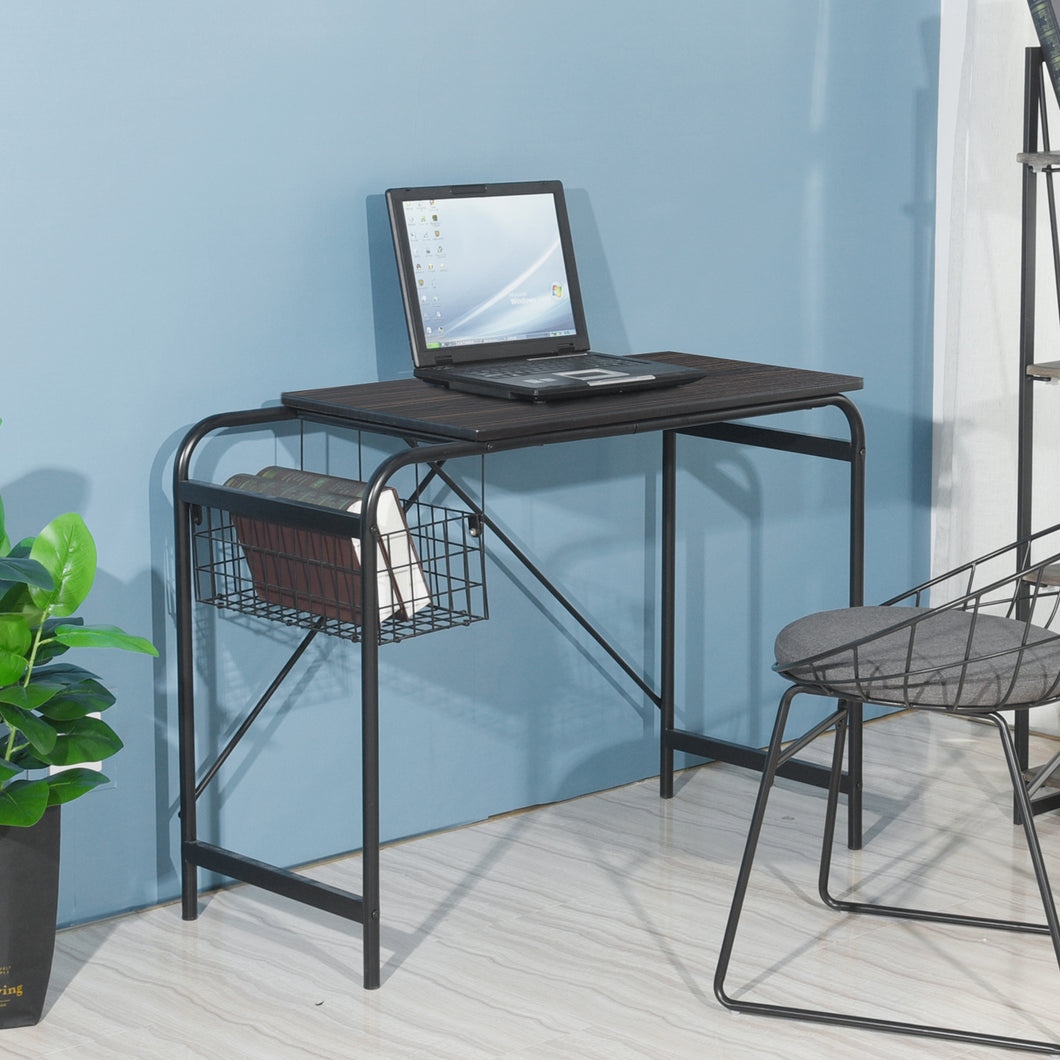 31.5 in. Black Home Office Desk with Wire Storage - Homy Casa