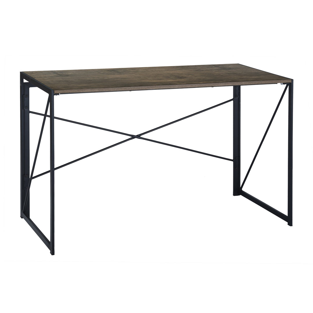 foldable desk with walnut color finish-tool-free assembly-compact design-ideal for small spaces or multi-purpose use