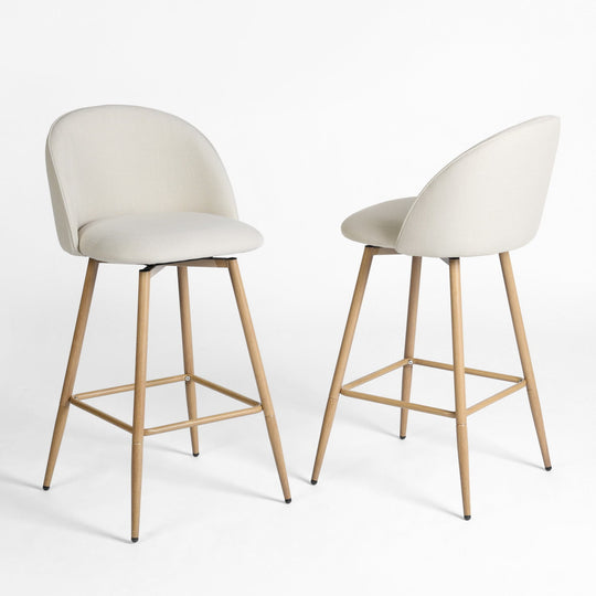 haseeb swivel counter stool - beige fabric - oak wood legs modern style