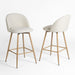 haseeb swivel counter stool - beige fabric - oak wood legs modern style