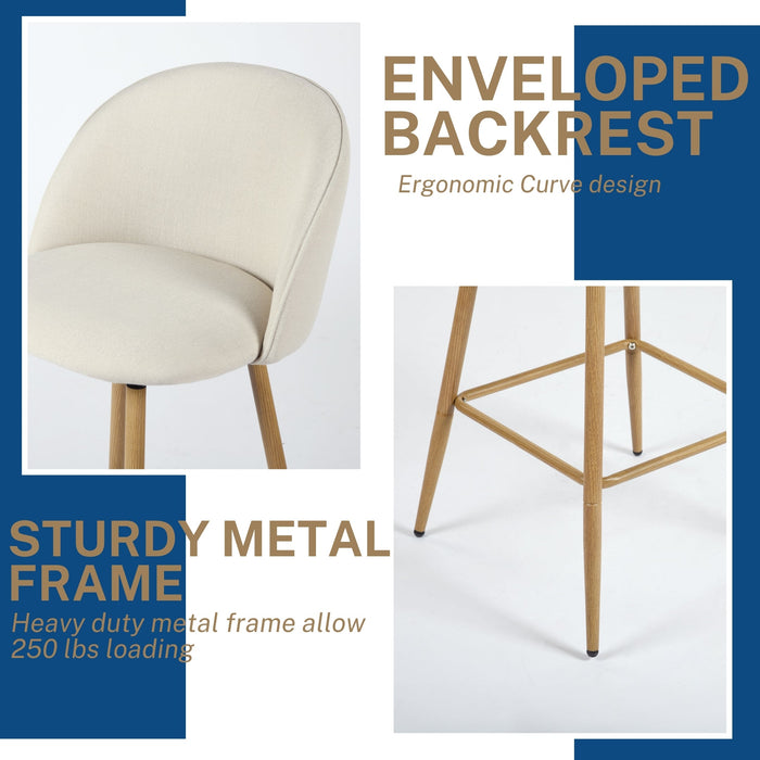 Haseeb Modern Swivel Upholstered Counter Bar Stools With Wooden look metal Legs-HOMY CASA