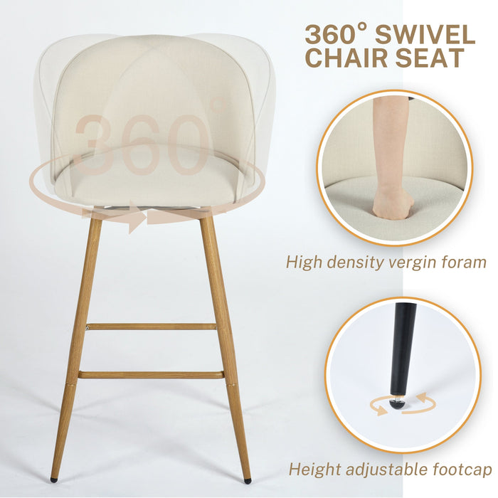 Haseeb Modern Swivel Upholstered Counter Bar Stools With Wooden look metal Legs-HOMY CASA