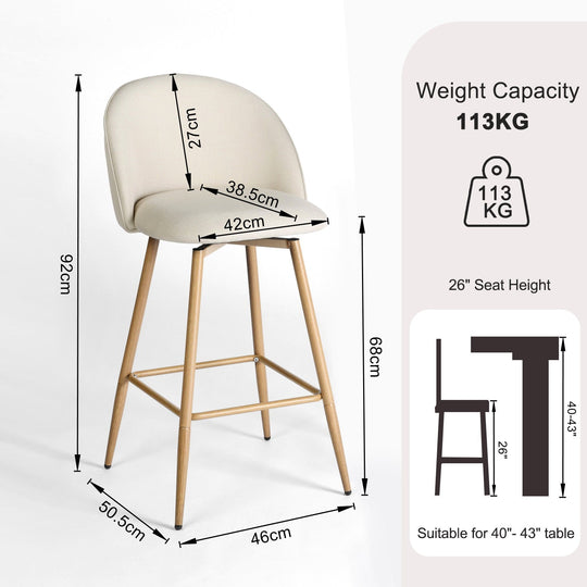 Haseeb Modern Swivel Upholstered Counter Bar Stools With Wooden look metal Legs-HOMY CASA