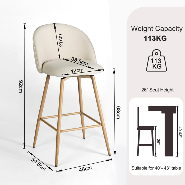 Haseeb Modern Swivel Upholstered Counter Bar Stools With Wooden look metal Legs-HOMY CASA