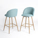 Haseeb Modern Swivel Upholstered Counter Bar Stools With Wooden look metal Legs-HOMY CASA