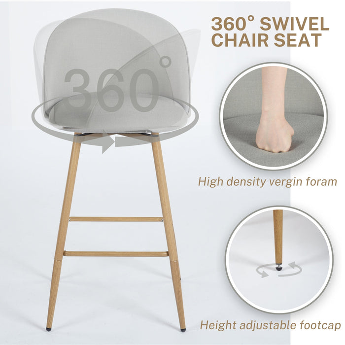 Haseeb Modern Swivel Upholstered Counter Bar Stools With Wooden look metal Legs-HOMY CASA