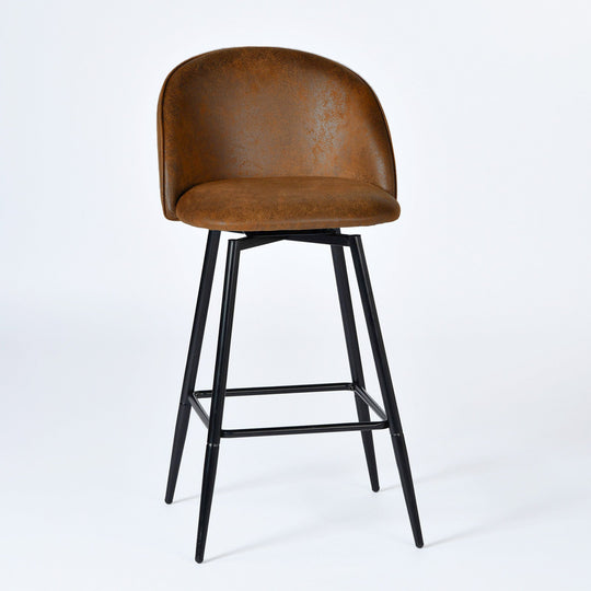 Haseeb Modern Swivel Upholstered Counter Bar Stools With Wooden look metal Legs-HOMY CASA