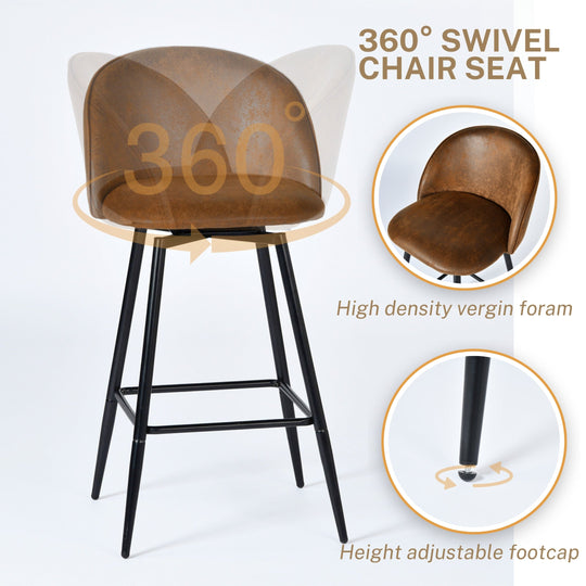 Haseeb Modern Swivel Upholstered Counter Bar Stools With Wooden look metal Legs-HOMY CASA