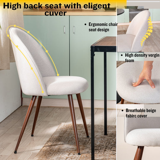 Haven Stylish high back Dining Chairs with Walnut Legs-HOMY CASA