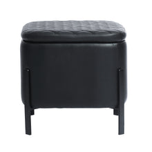 Load image into Gallery viewer, Tufted Fabric seat Metal Leg Square Standard Storage Ottoman
