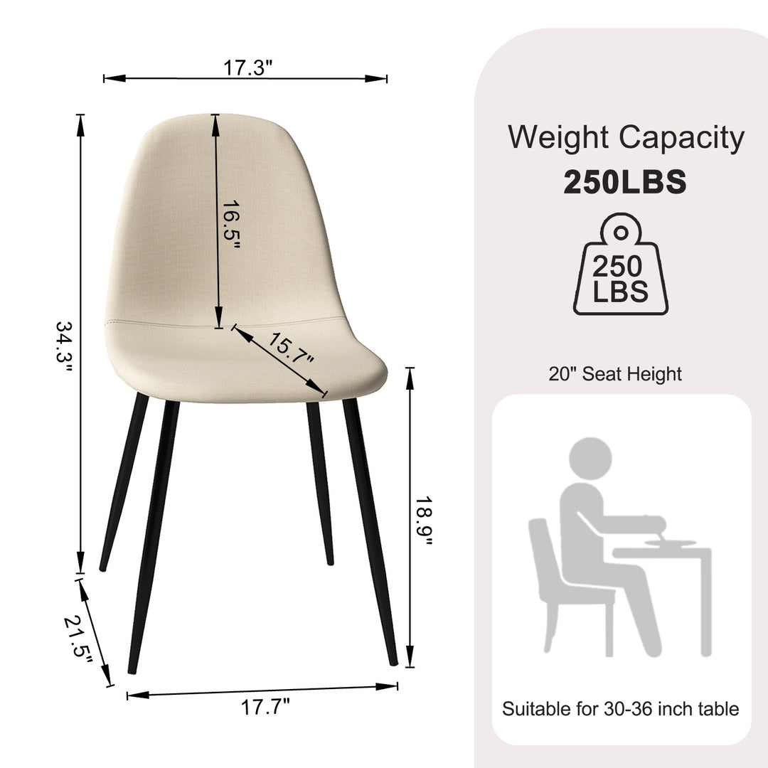 Beige Fabric Upholstered Side Dining Chairs (Set of 4) - Homy Casa - HomyCasa