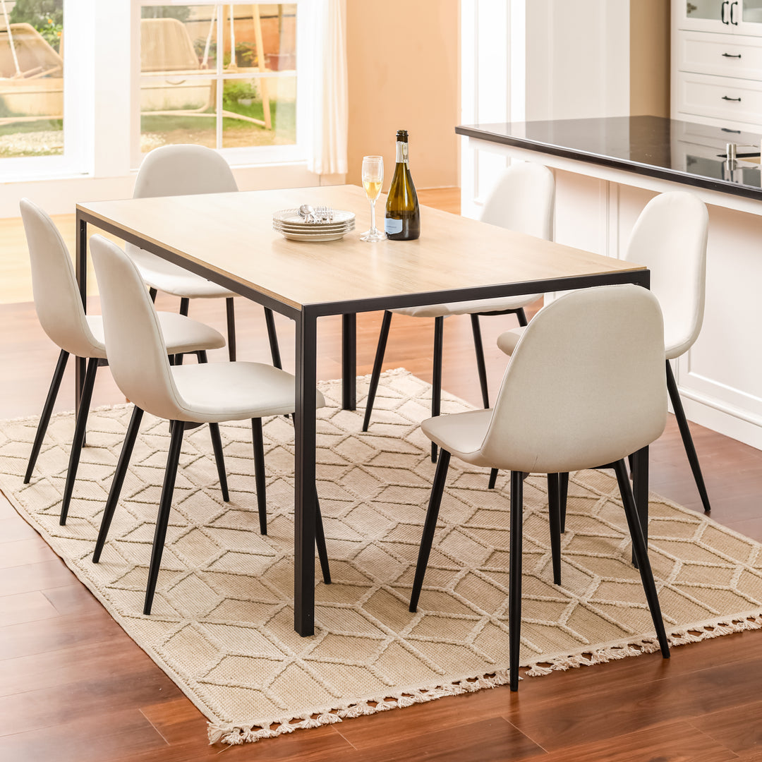 Beige Fabric Upholstered Side Dining Chairs (Set of 4) - Homy Casa - HomyCasa