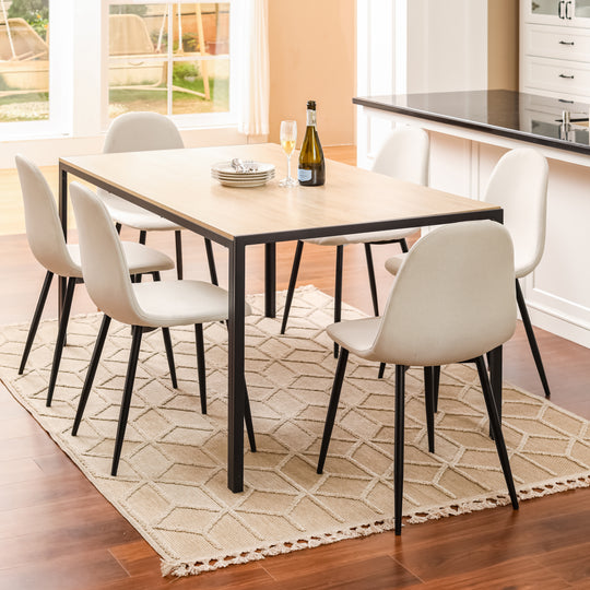 Beige Fabric Upholstered Side Dining Chairs (Set of 4) - Homy Casa - HomyCasa