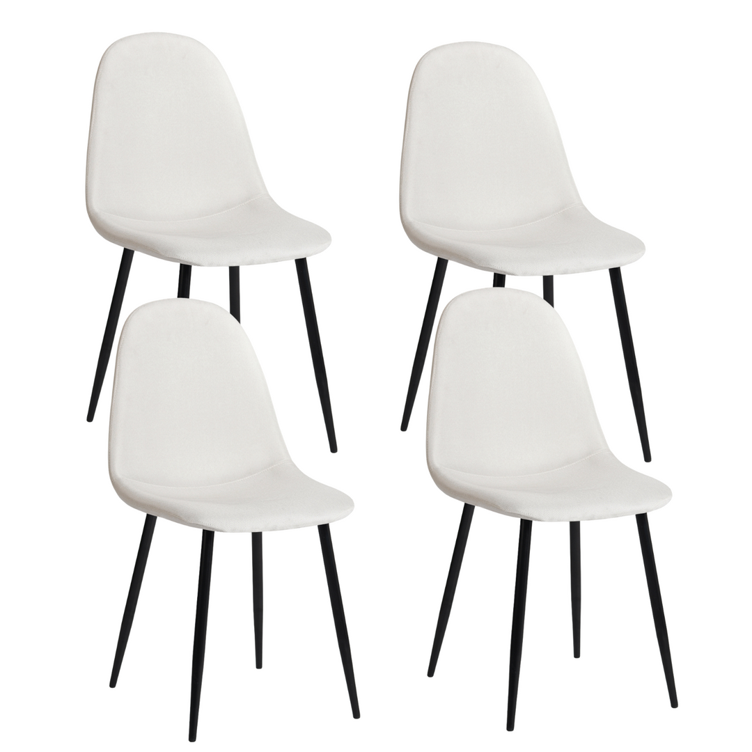 charlton beige fabric upholstery dining chair - black metal legs - modern and stylish for dining room