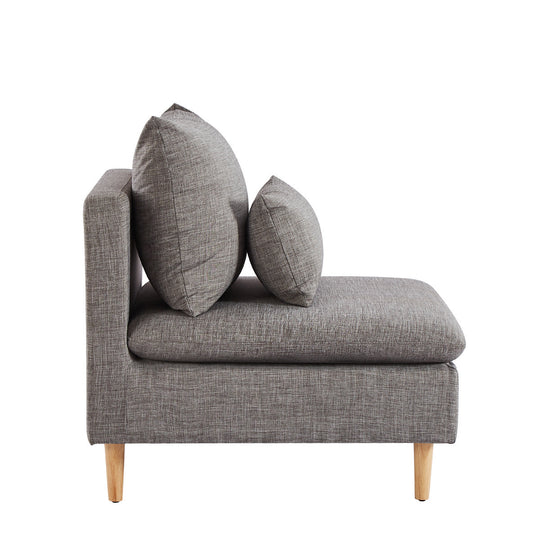 Edeline Grey Fabric Accent Chair with Pillows - Homy Casa
