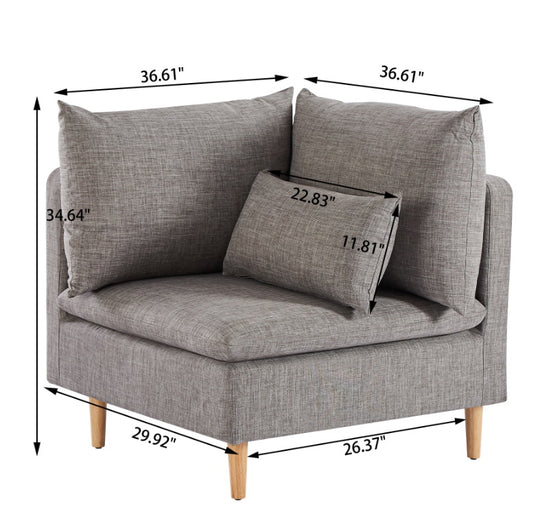 Edeline Grey Fabric Accent Chair with Pillows - Homy Casa