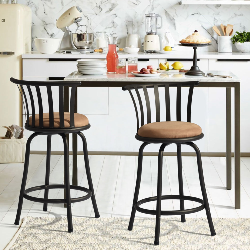 Pistil 24/29 inch Swivel Suede brown upholstery Bar Stool -Homy Casa