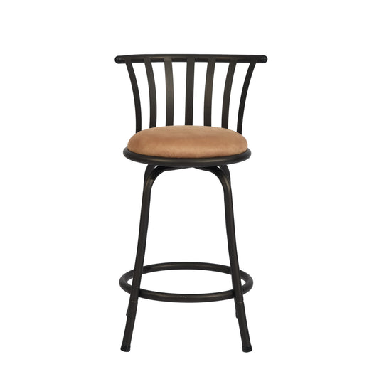 Pistil 24/29 inch Swivel Suede brown upholstery Bar Stool -Homy Casa