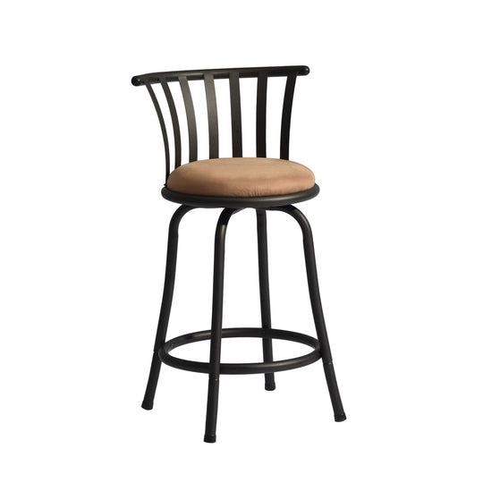 Pistil 24/29 inch Swivel Suede brown upholstery Bar Stool -Homy Casa