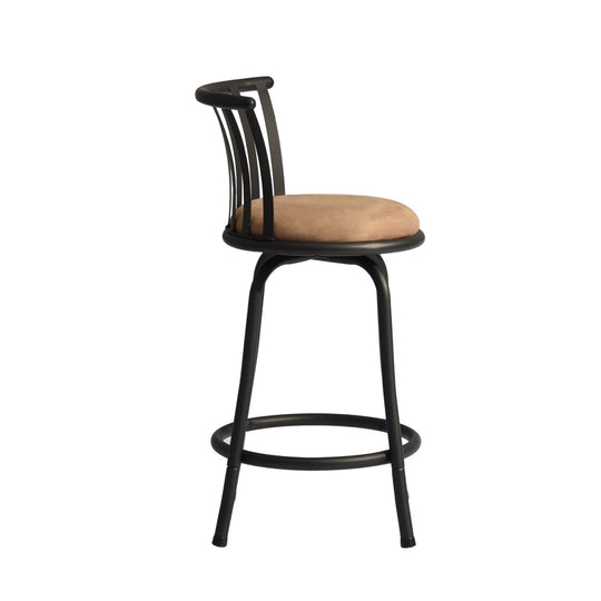 Pistil 24/29 inch Swivel Suede brown upholstery Bar Stool -Homy Casa