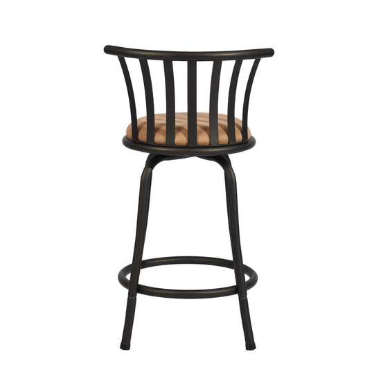 Pistil 24/29 inch Swivel Suede brown upholstery Bar Stool -Homy Casa