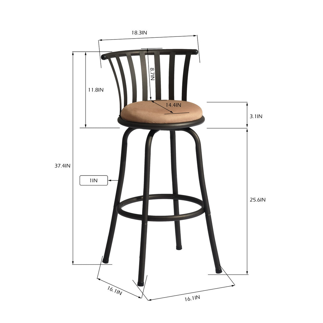 Pistil 24/29 inch Swivel Suede brown upholstery Bar Stool -Homy Casa