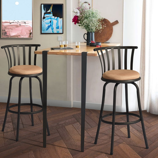 Pistil 24/29 inch Swivel Suede brown upholstery Bar Stool -Homy Casa