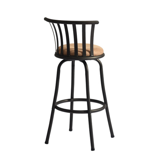Pistil 24/29 inch Swivel Suede brown upholstery Bar Stool -Homy Casa