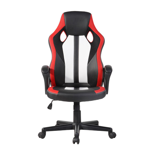 Adjustable Swivel Racer Chair with Nylon Casters - Black - HomyCasa
