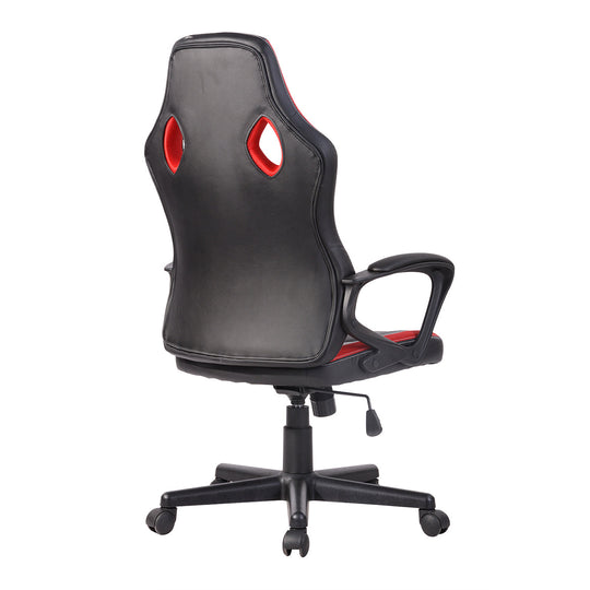 Adjustable Swivel Racer Chair with Nylon Casters - Black - HomyCasa