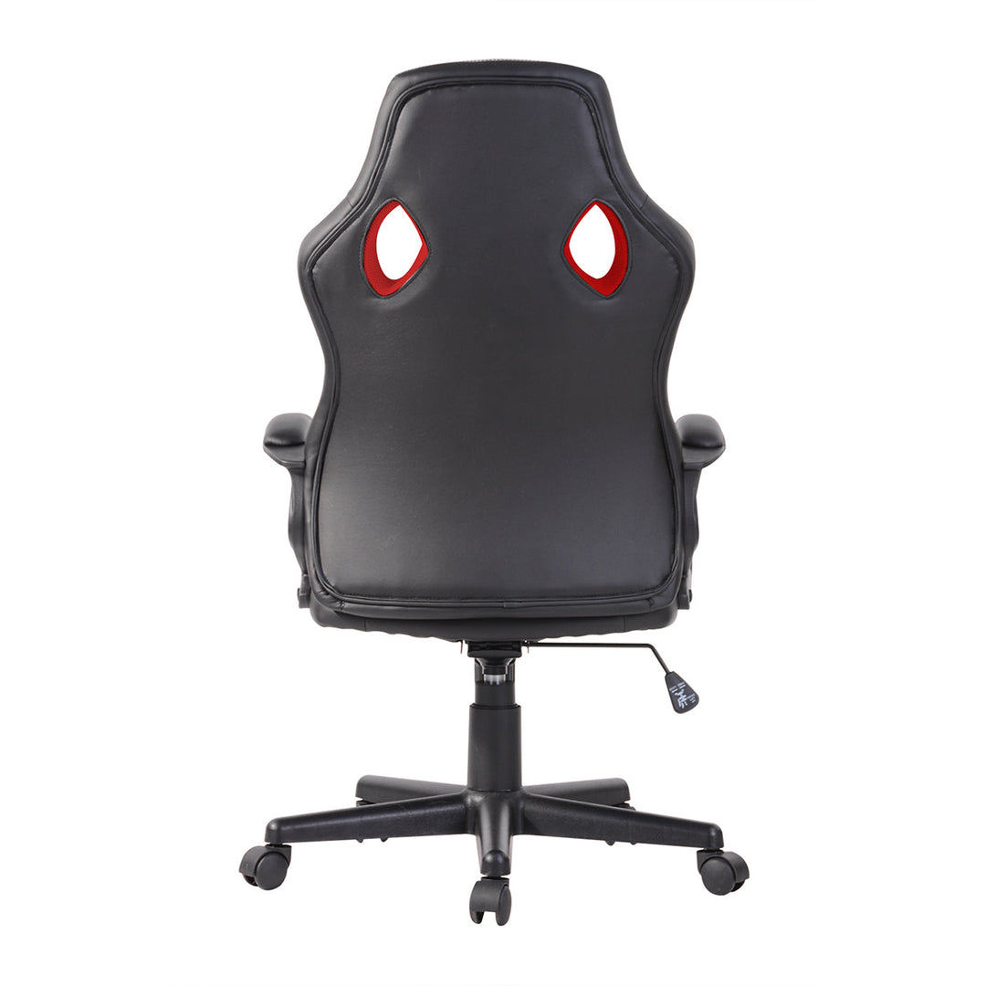 Adjustable Swivel Racer Chair with Nylon Casters - Black - HomyCasa
