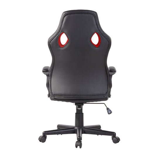 Adjustable Swivel Racer Chair with Nylon Casters - Black - HomyCasa