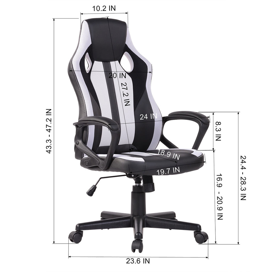 Adjustable Swivel Racer Chair with Nylon Casters - Black - HomyCasa