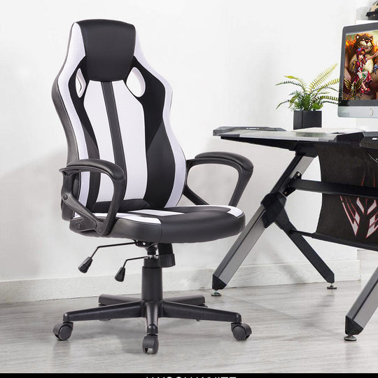 Adjustable Swivel Racer Chair with Nylon Casters - Black - HomyCasa