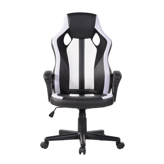 Adjustable Swivel Racer Chair with Nylon Casters - Black - HomyCasa