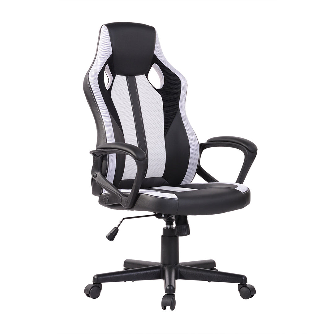 Adjustable Swivel Racer Chair with Nylon Casters - Black - HomyCasa