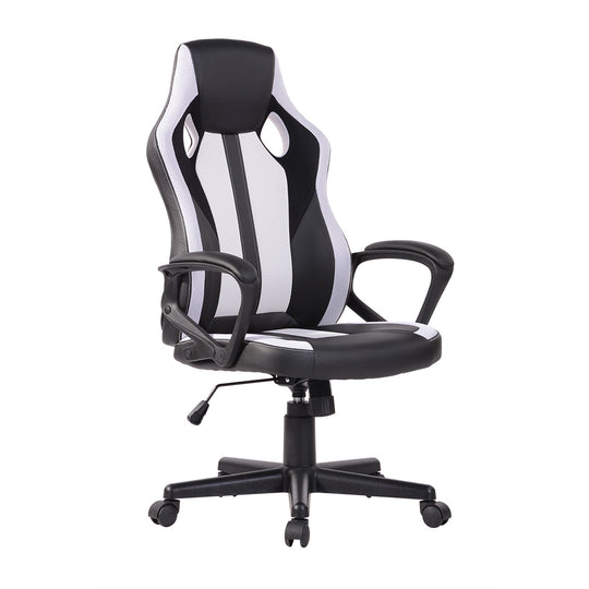 Adjustable Swivel Racer Chair with Nylon Casters - Black - HomyCasa