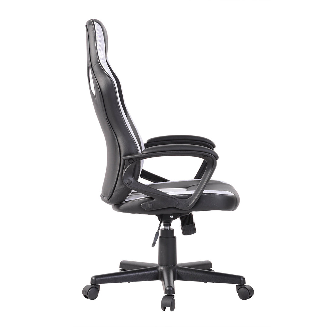Adjustable Swivel Racer Chair with Nylon Casters - Black - HomyCasa