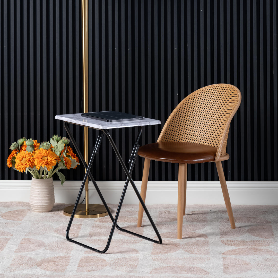 Joey modern foldable side tables set of 2 with marble or walnut top