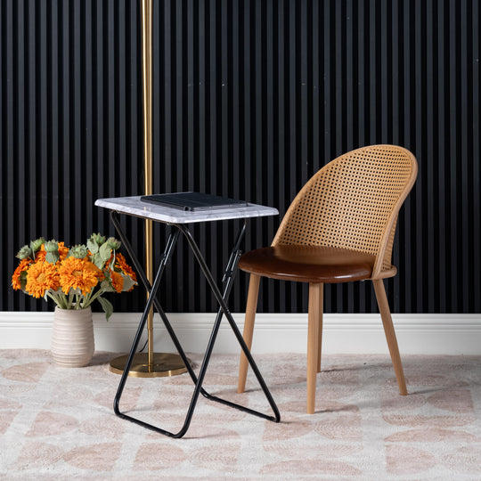 Joey modern foldable side tables set of 2 with marble or walnut top