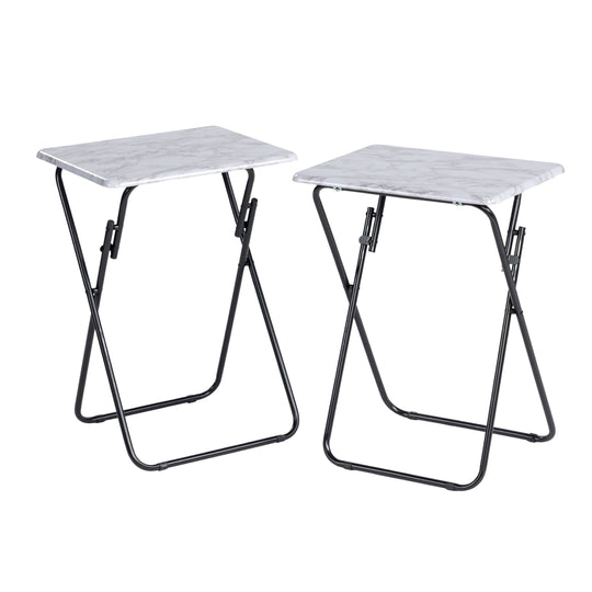 Joey modern foldable side tables set of 2 with marble or walnut top
