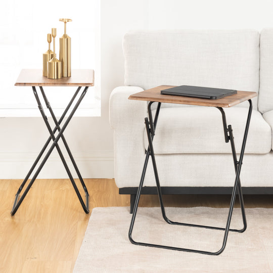 HOMY CASA JOEY Stylish Marble Folding Table with Black Frame, Perfect for Indoor and Outdoor Use