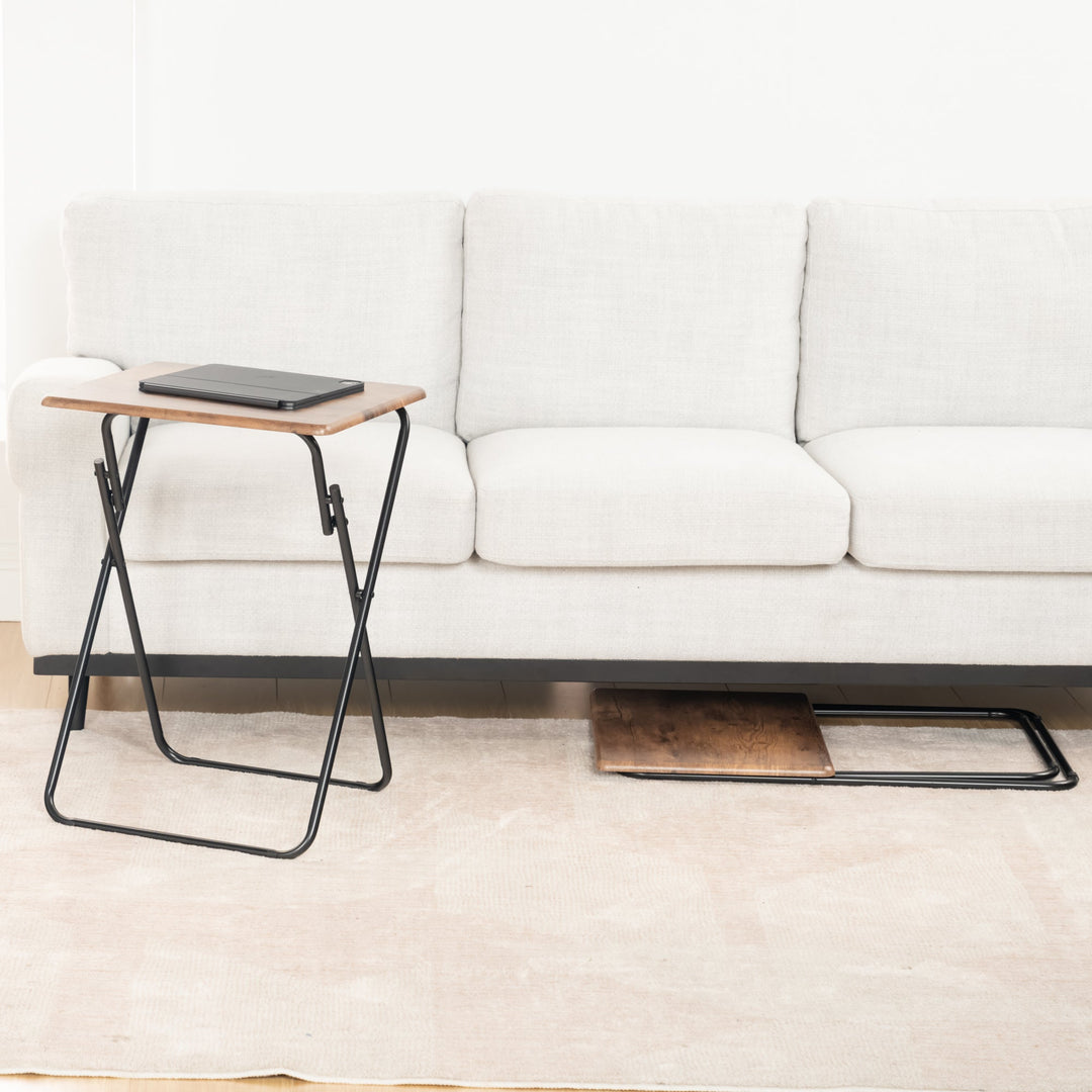 Joey modern foldable side tables set of 2 with marble or walnut top