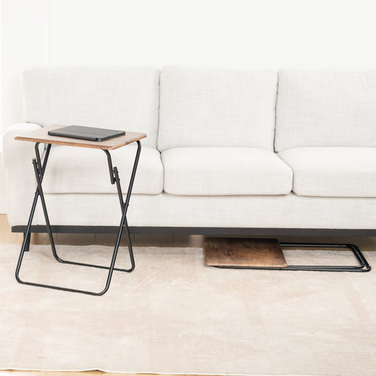 Joey modern foldable side tables set of 2 with marble or walnut top