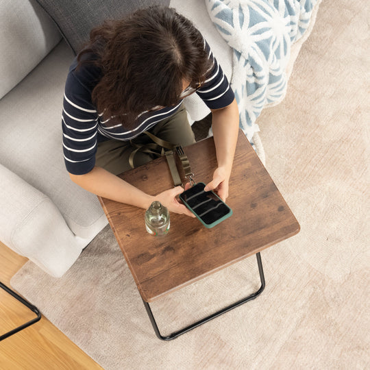 Joey modern foldable side tables set of 2 with marble or walnut top